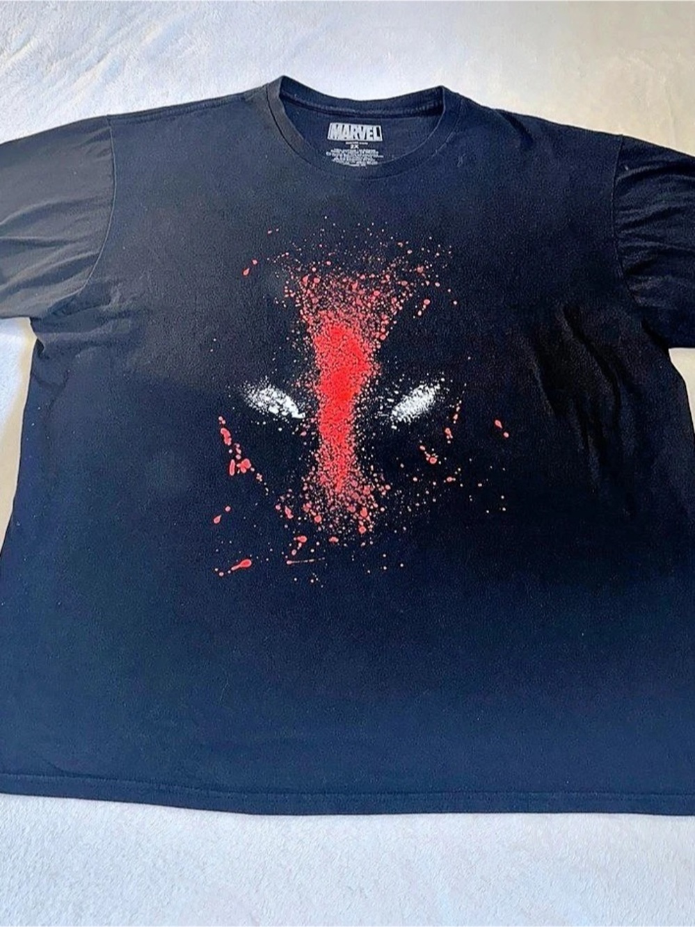 Mens Black Marvel Deadpool Splatter Graphic T-Shirt Size 2X
